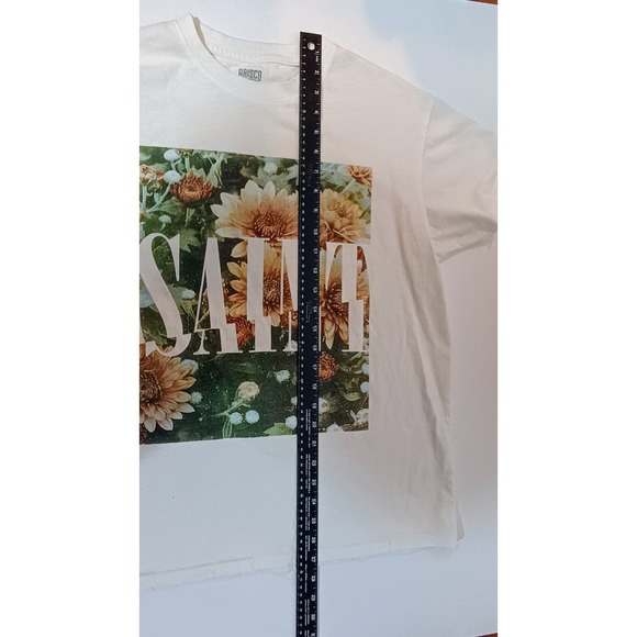 BRISCO BRANDS Mens Large Graphic T Shirt Floral Print White Short Sleeve Tee - Picture 8 of 9